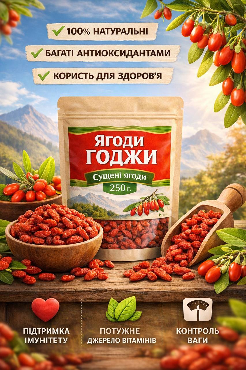 Сушені ягоди годжі — природна суперїжа для щоденної підтримки організму 🍒