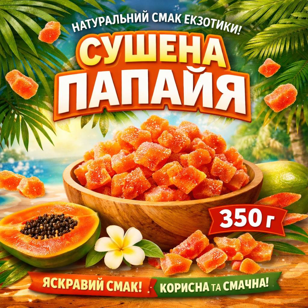 Сушена папайя — тропічна насолода, яка дарує користь і енергію 🌴