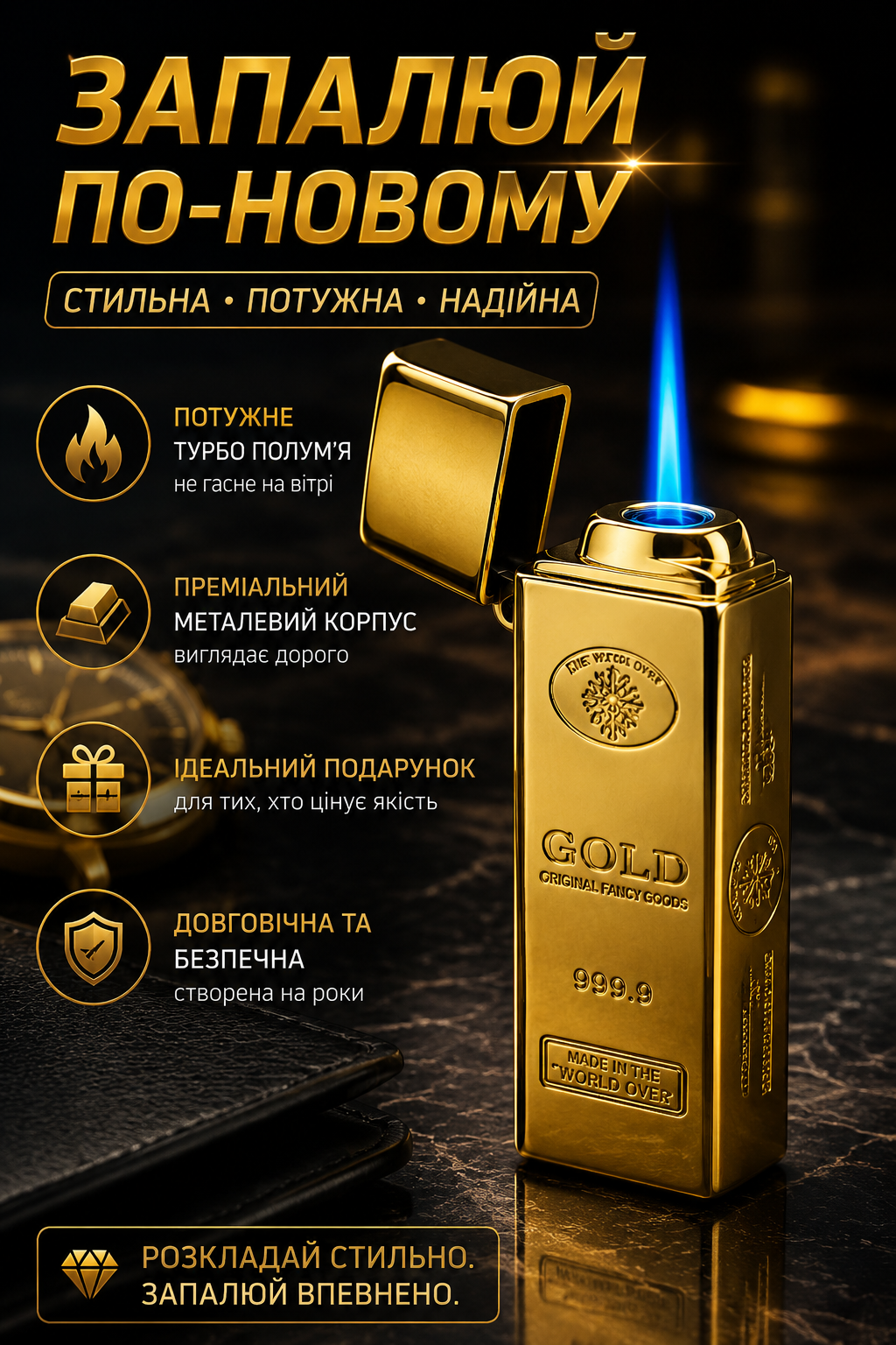 🔥 Запальничка Злиток Золота 