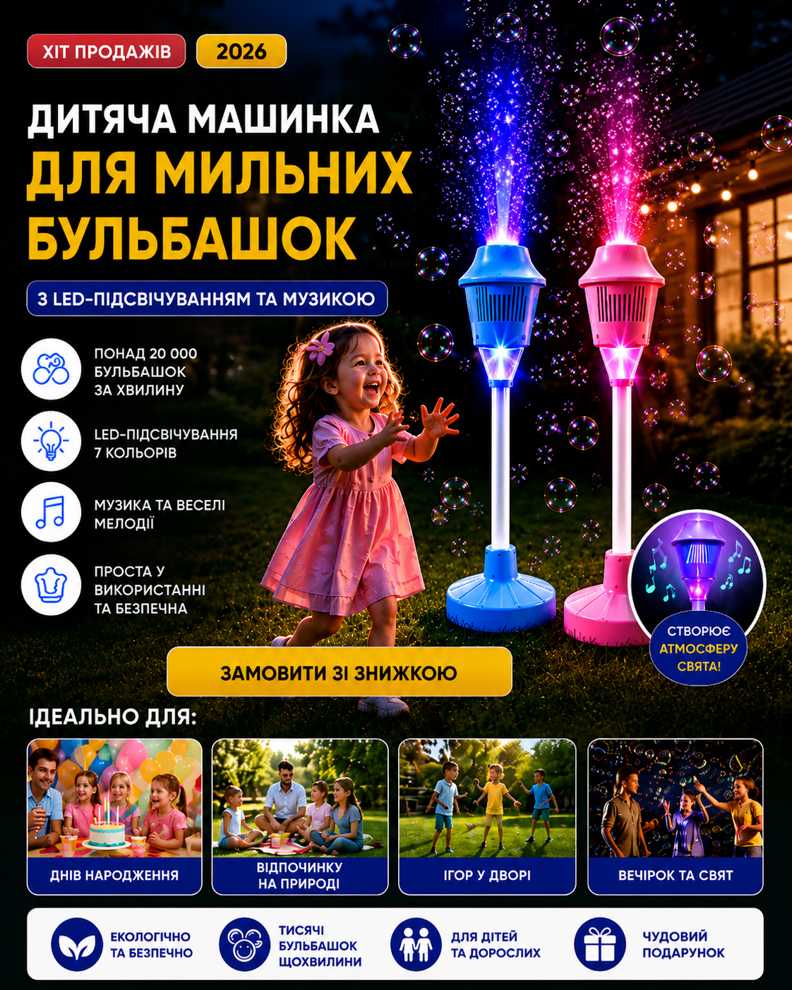 🎈Автоматична ручна машина для мильних бульбашок для дітей