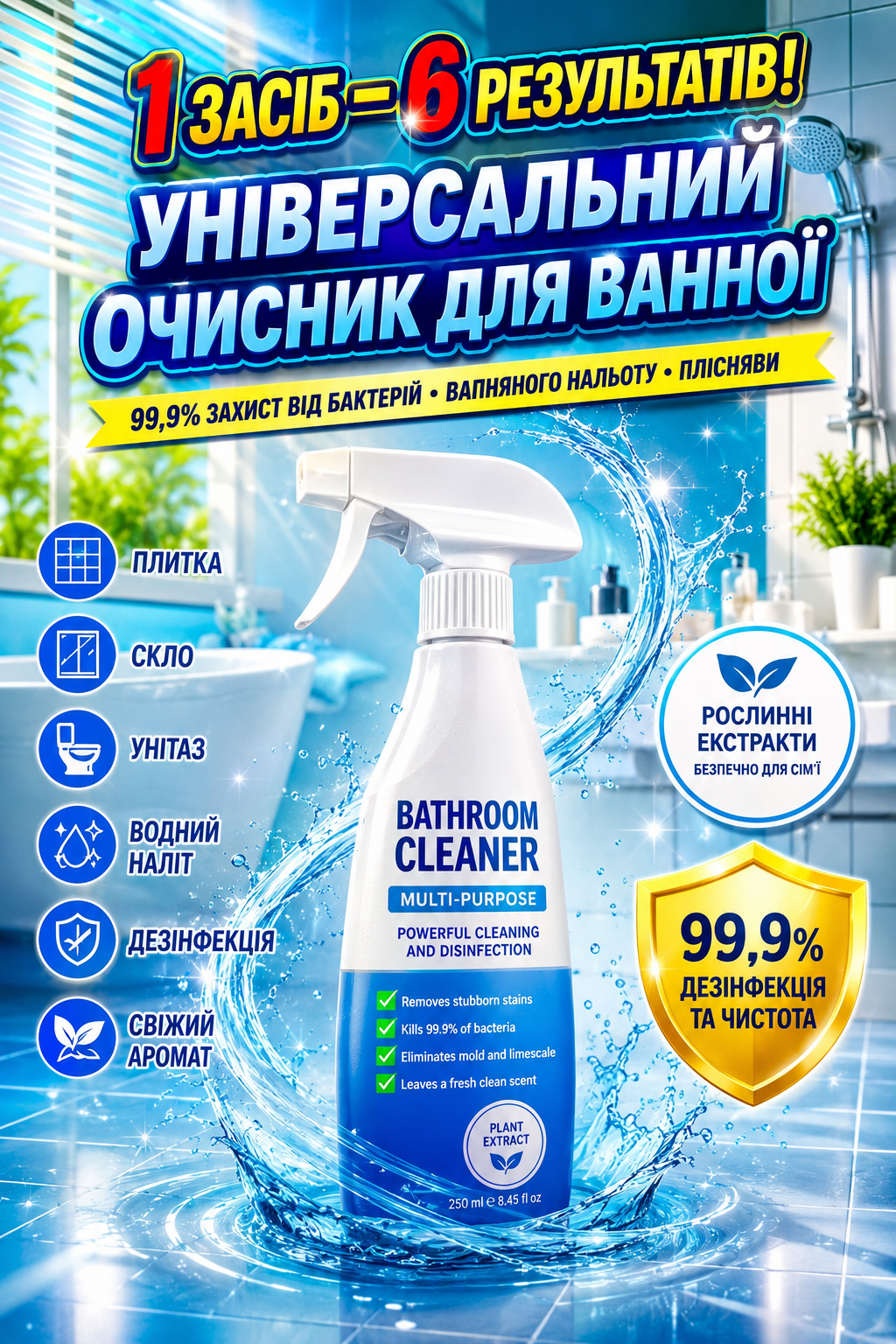 Найсильніший засіб для чищення ванної кімнати!